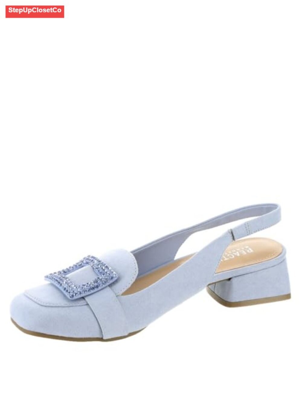 Sling back loafer, buckle detail, square toe, 1.38" heel - Picture 3 of 5